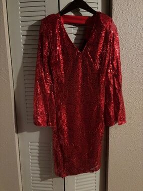 NY&Co Red Sequin Christmas Valentine’s Day Part Dress Size Medium